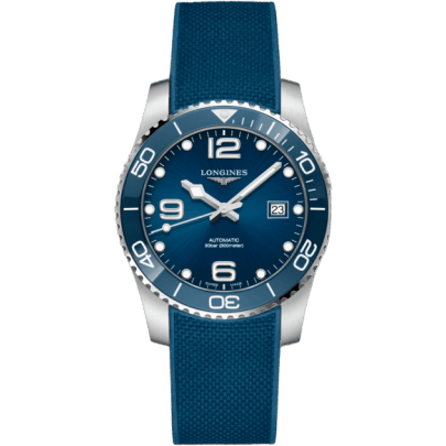 HydroConquest 41 Automatic Stainless Steel / Ceramic / Blue / Rubber
