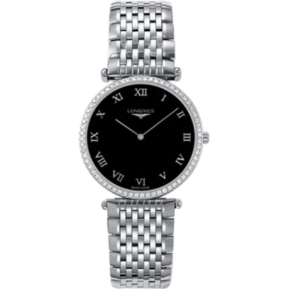 La Grande Classique 33 Quartz Diamond Bezel Black Roman