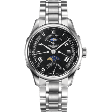 Master Collection 41 Retrograde Moonphase Stainless Steel / Black-Roman / Bracelet