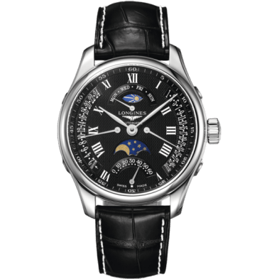 Master Collection 44 Retrograde Moonphase Stainless Steel / Black-Roman / Alligator XL