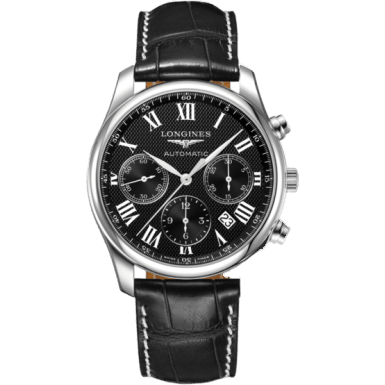 Master Collection 42 Chronograph Stainless Steel / Black-Roman / Alligator XL