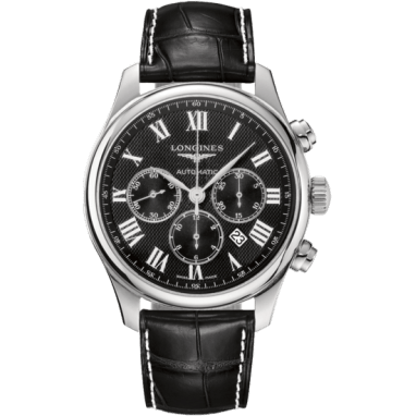 Master Collection 44 Chronograph Stainless Steel / Black-Roman / Alligator
