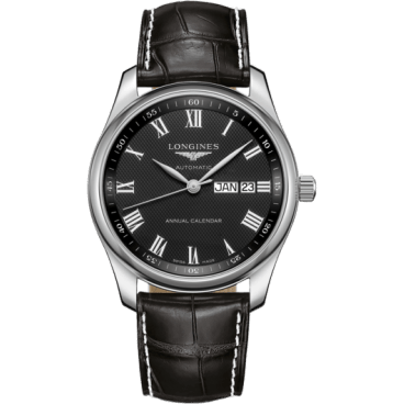 Master Collection 40mm Annual Calendar Stainless Steel / Black-Roman / Alligator