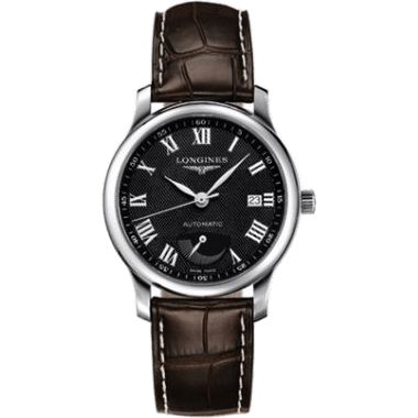 Master Collection 38.5mm Power Reserve Stainless Steel / Black-Roman / Alligator