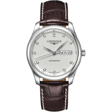 Master Collection 38.5 Day Date Stainless Steel / Silver-Diamond / Alligator