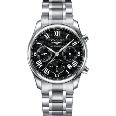 Master Collection 42 Chronograph Stainless Steel / Black-Roman / Bracelet