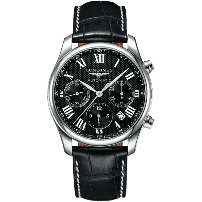 Master Collection 42 Chronograph Stainless Steel / Black-Roman / Alligator