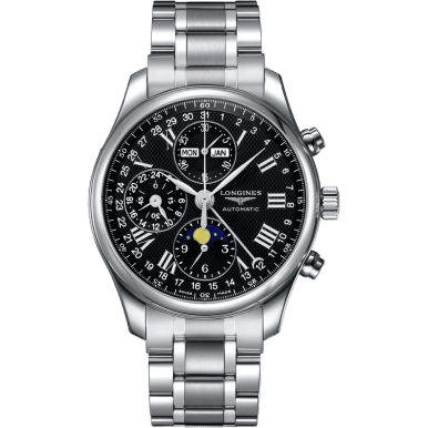 Master Collection 42 Chronograph Calendar Stainless Steel / Black-Roman / Bracelet