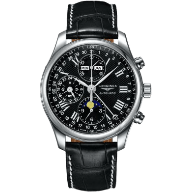 Master Collection 42 Chronograph Calendar Stainless Steel / Black-Roman / Alligator