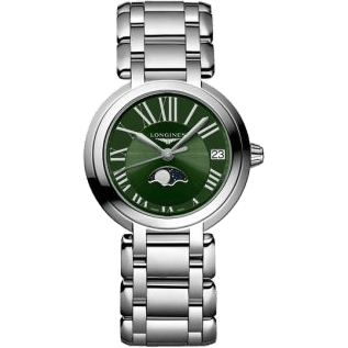 PrimaLuna 30.5 Quartz Moonphase Stainless Steel / Green - Roman / Bracelet