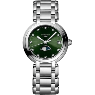 PrimaLuna 30.5 Quartz Moonphase Stainless Steel / Green - Diamond / Bracelet