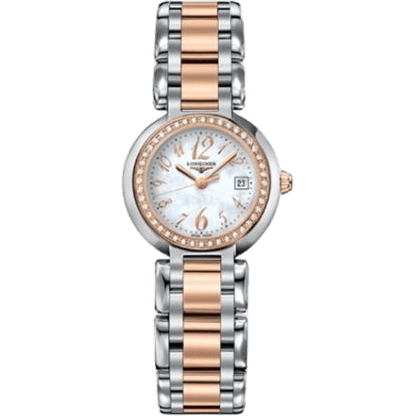 PrimaLuna Quartz 26.5 Stainless Steel / Pink Gold / Diamond / MOP - Arabic / Bracelet