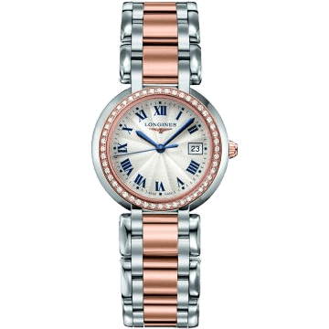 PrimaLuna Quartz 30 Stainless Steel / Pink Gold / Diamond / Silver - Roman / Bracelet