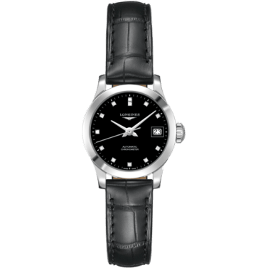 Record 26mm Stainless Steel / Black-Diamond / Alligator