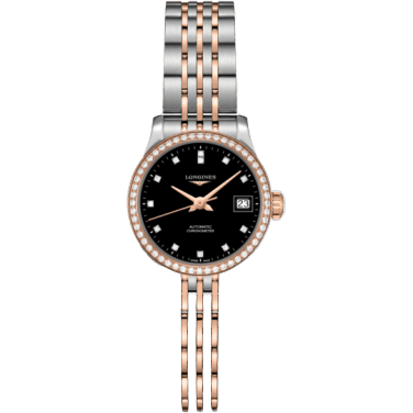 Record 26mm Stainless Steel / Pink Gold / Diamond / Black-Diamond / Bracelet