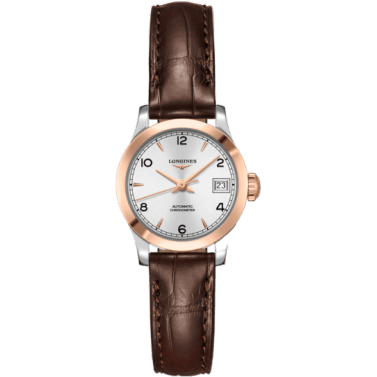 Record 26mm Stainless Steel / Pink Gold / Silver-Arabic / Alligator
