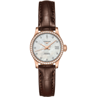 Record 26mm Stainless Pink Gold / Diamond / MOP-Diamond / Alligator