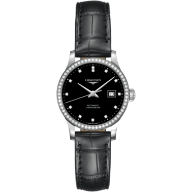 Record 30mm Stainless Steel / Diamond / Black-Diamond / Bracelet