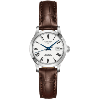 Record 30mm Stainless Steel / White-Roman / Alligator