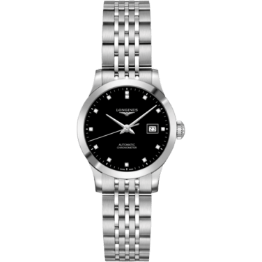Record 30mm Stainless Steel / Black-Diamond / Bracelet