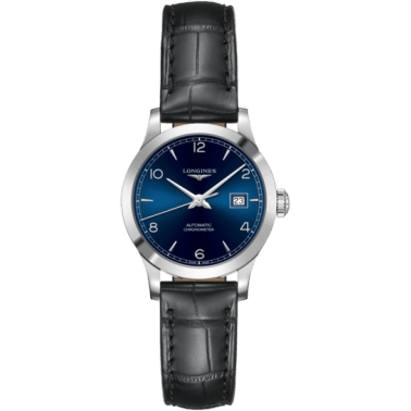 Record 30mm Stainless Steel / Blue-Arabic / Alligator