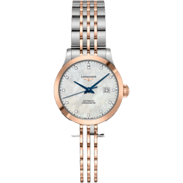 Record 30mm Stainless Steel / Pink Gold / MOP-Diamond / Bracelet