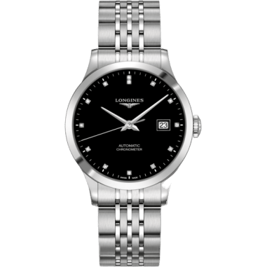 Record 38.5mm Stainless Steel / Black-Diamond / Bracelet