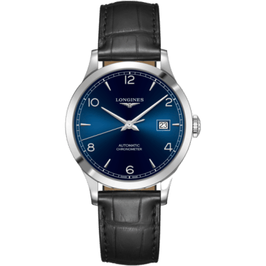 Record 38.5mm Stainless Steel / Blue-Arabic / Alligator