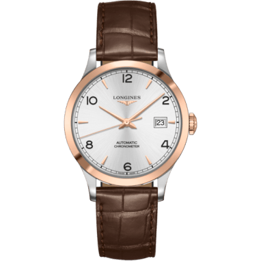 Record 38.5mm Stainless Steel / Pink Gold / Silver-Arabic / Alligator