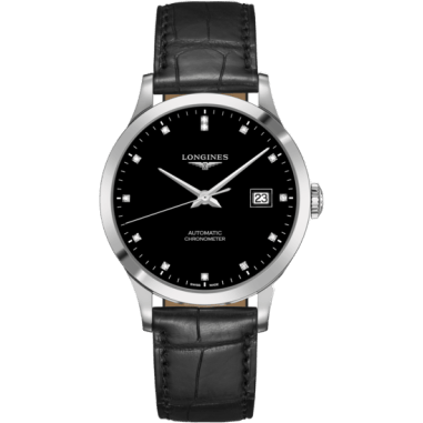 Record 40mm Stainless Steel / Black-Diamond / Alligator