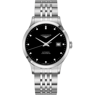 Record 40mm Stainless Steel / Black-Diamond / Bracelet