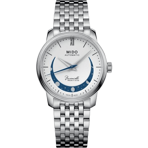 Baroncelli Heritage Smiling Moon 33 Stainless Steel / White