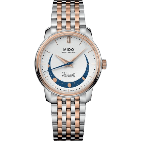Baroncelli Heritage Smiling Moon 33 Stainless Steel - Rose Gold / White