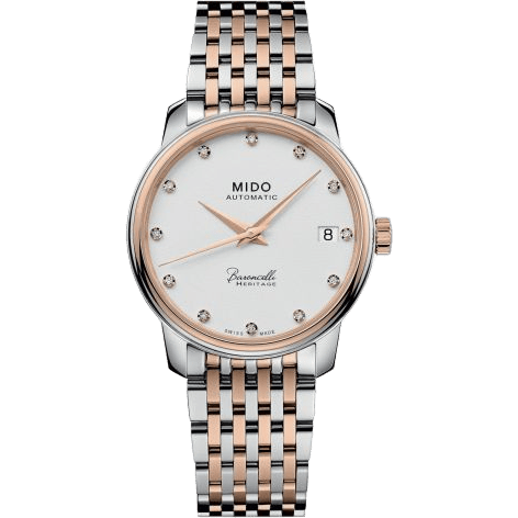 Baroncelli Heritage Lady Stainless Steel - Rose Gold / White - Diamond / Bracelet