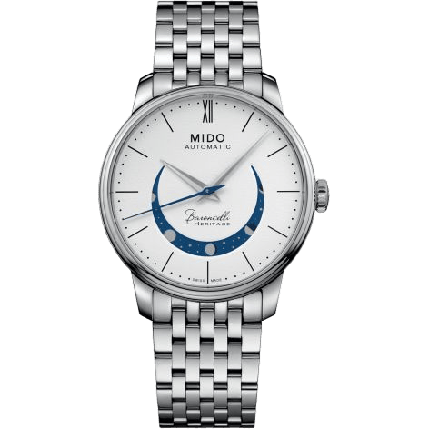 Baroncelli Heritage Smiling Moon 39 Stainless Steel / White