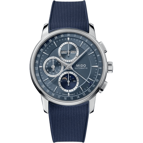 Baroncelli Chronograph Moonphase Stainless Steel / Blue / Rubber