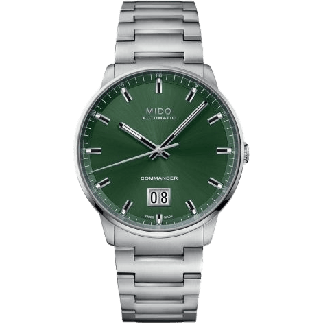 Commander Big Date Stainless Steel / Green / Bracelet
