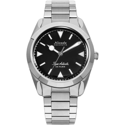 Super Antarctic Black - White Luminova / Stainless Steel / Flat Link