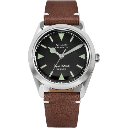 Super Antarctic Black - Green Luminova / Stainless Steel / Brown - White