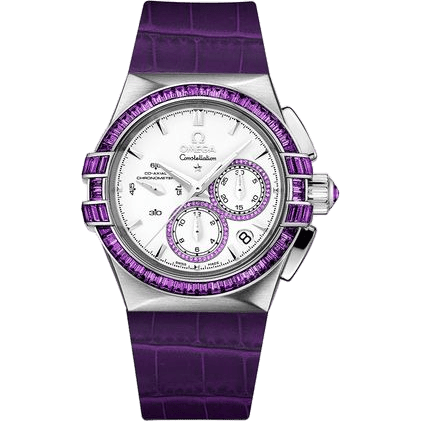 Constellation Co-Axial 35 Chronograph Double Eagle White Gold / Silver / Purple Alligator