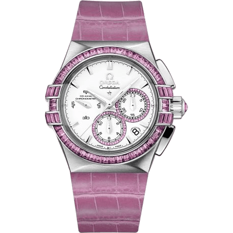 Constellation Co-Axial 35 Chronograph Double Eagle White Gold / Silver / Pink Alligator