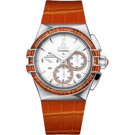Constellation Co-Axial 35 Chronograph Double Eagle White Gold / Silver / Orange Alligator