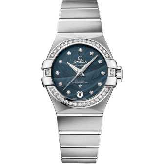 Constellation Co-Axial 27 Brushed Stainless Steel / Diamond / Blue Feather