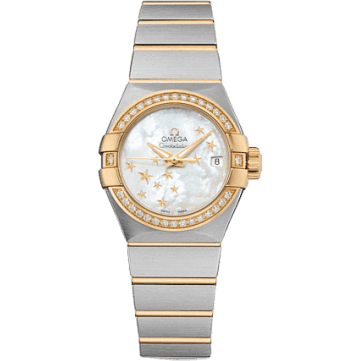 Constellation Co-Axial 27 Brushed Stainless Steel / Yellow Gold / Diamond / MOP Stars