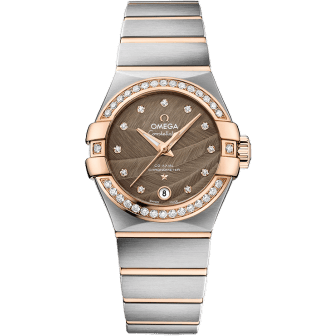 Constellation Co-Axial 27 Brushed Stainless Steel / Red Gold / Diamond / Brown Feather