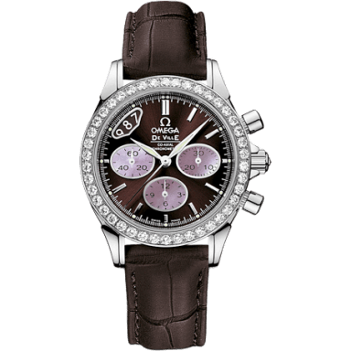 De Ville Co-Axial 35 Chronograph Stainless Steel Diamond / Brown / Strap