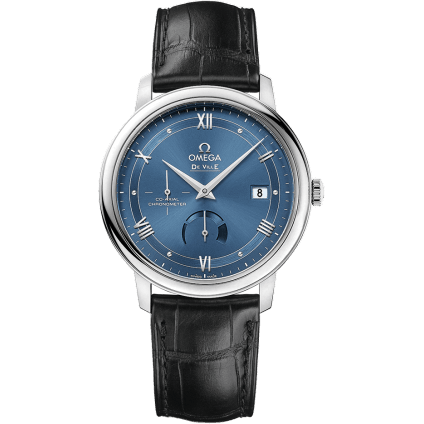 De Ville Prestige Co-Axial 39.5 Power Reserve Stainless Steel / Vintage Blue