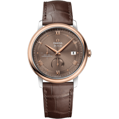 De Ville Prestige Co-Axial 39.5 Power Reserve Stainless Steel / Red Gold / Vintage Brown