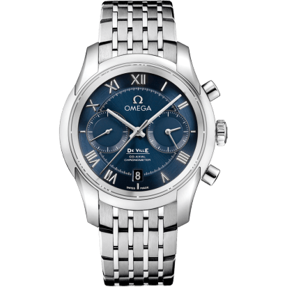 De Ville Co-Axial 42 Chronograph Stainless Steel / Blue / Bracelet