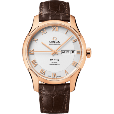 De Ville Co-Axial Annual Calendar Red Gold / Silver / Alligator